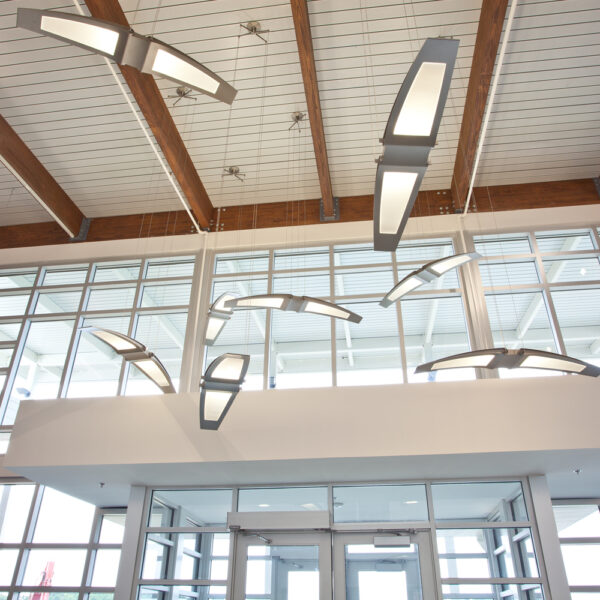 hanging light fixtures in new JNX terminal building