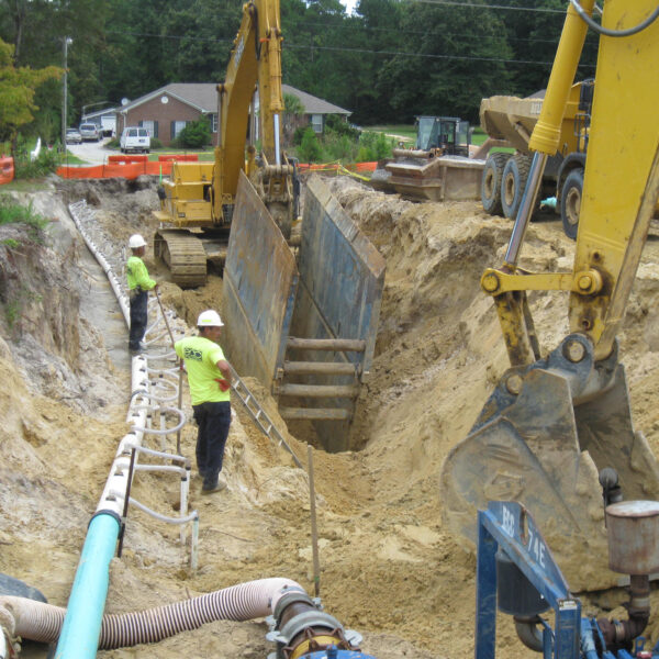 Edgewater Pump Station being dug with heavy machinery