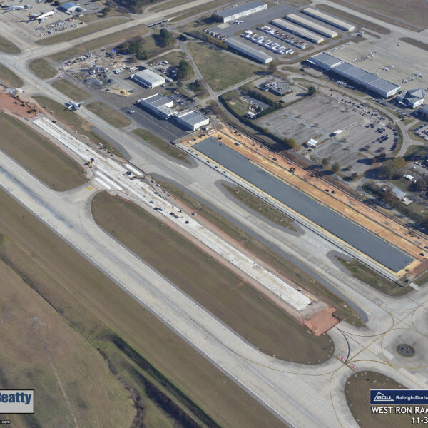 Aerial view of RDU Taxiway B work