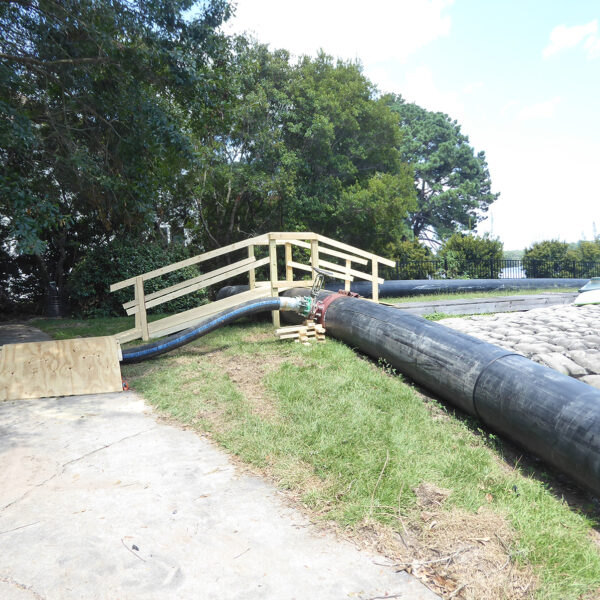 54-Inch Sewer Trunk with wooden walking bridge over top