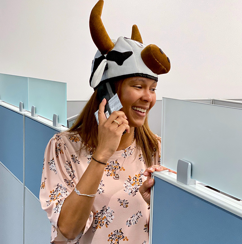 employee taking a phone call