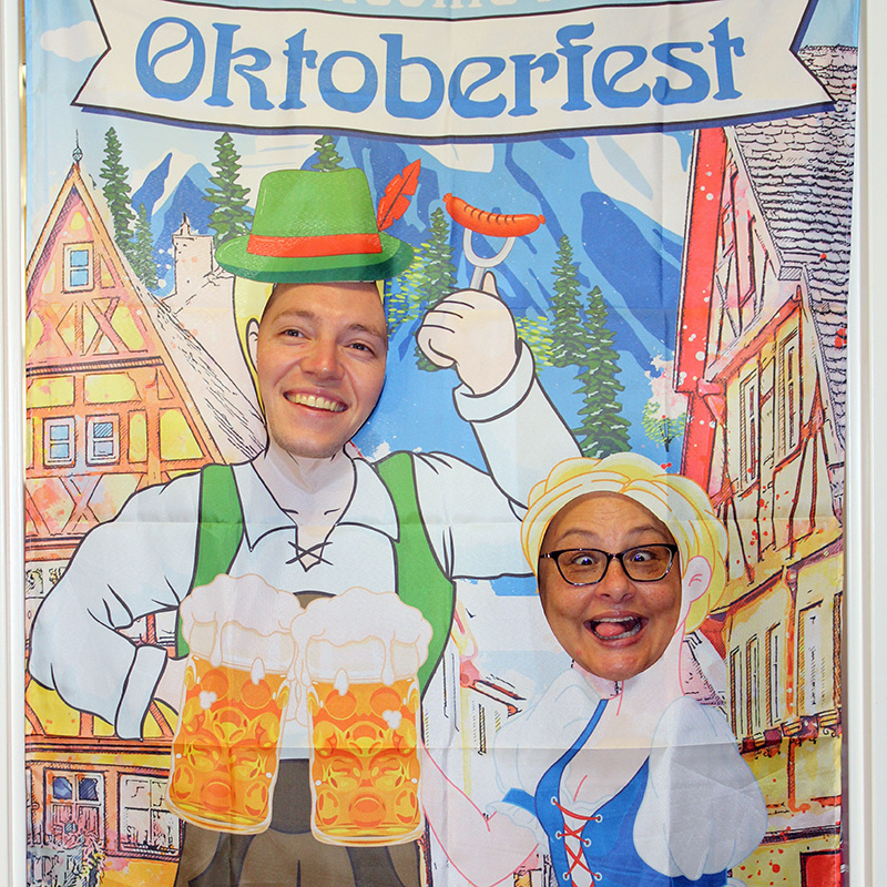 employees having fun at oktoberfest