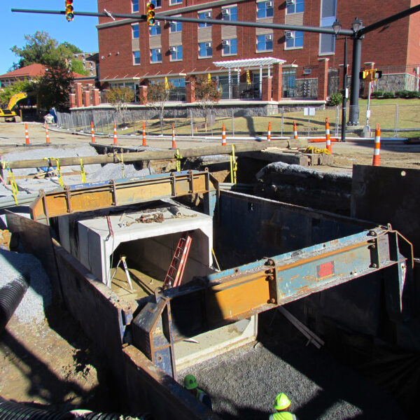 Town Creek culvert being installed