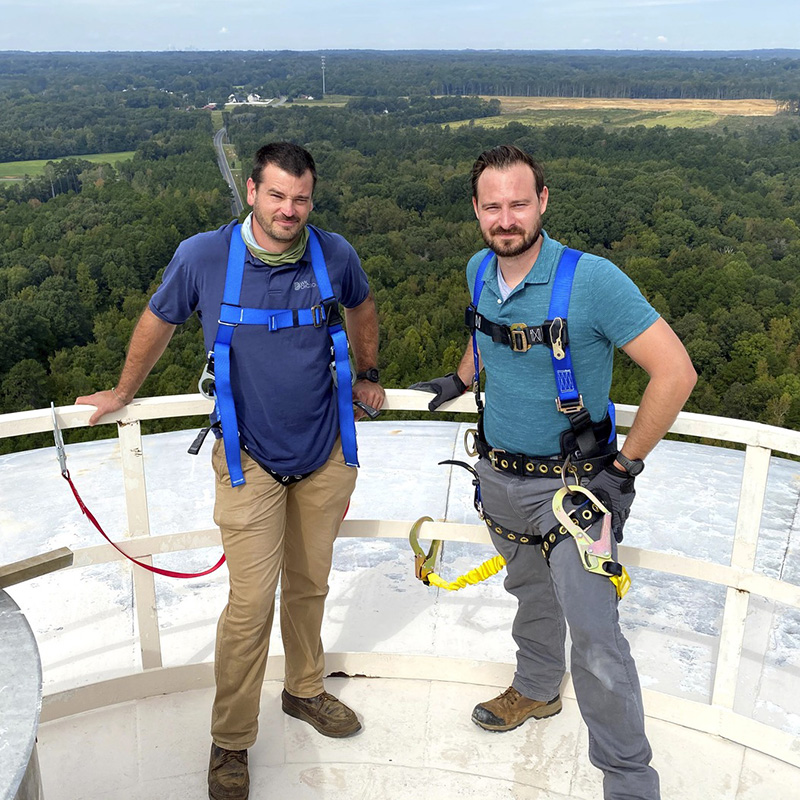 Ryan and Jake working on a silo tank